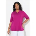 Ulla Popken Poloshirt Poloshirt Classic Pima Cotton Polokragen Halbarm lila 54/56