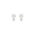 Swarovski Matrix Ohrstecker, Weiße, Rhodinierte Ohrringe mit Kristallperle und Strahlenden Swarovski Kristallen im Rundschliff