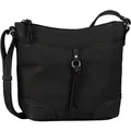 Umhängetasche TOM TAILOR "Imeri", Damen, Gr. B/H/T: 28cm x 25cm x 8,5cm, schwarz, Polyurethan, Polyurethan (PU), Taschen, weiches Lederimitat mit 2-tone-Effekt, Ziernähten und Dekoanhänger