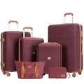 Travelhouse Gepäck-Set Bari, 6-teilig, 4 Koffer mit Rollen, Reisetasche und Toilet Kit, Hartschale - Rot