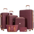 Travelhouse Bari Premium Kofferset 6-teilig – Robust & leichtes ABS Hartschalen Trolley Set mit 4 Koffern, TSA-Schloss, 360° Rollen, Reisetasche & Kulturbeutel – Stilvolles Reisegepäck für Jede Reise
