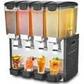 VEVOR kommerzieller Getränkespender mit 4 Tanks, Saftspender 10 L (pro Tank), 430 W Edelstahl Eistee-Getränkeautomat mit 7–12 °C Kühltemperatur, für Kaltgetränke Restaurant Bar Party Buffet Catering