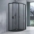 Mai & Mai Duschkabine 100x100 viertelkreis Schwarz Dusche Duschabtrennung mit 2 Schiebetüren inkl. Duschtasse ESG-Sicherheitsglas Nano-Beschichtun... - Schwarz