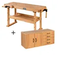 Hobelbank inkl. Einbauschrank - Holzkraft HB 1401/H2 aus gedämpfter Rotbuche