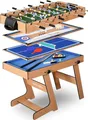 SereneLife 2/4/5/6-in-1 Multifunktionstisch – inkl. Billardtisch, Tischtennisplatte, Tischkicker, Kickertisch, Airhockey Tisch, Shuffleboard & Bowling Tische – Spieltisch Kinder & Erwachsene
