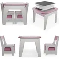 Juskys Kindersitzgruppe Milou - Set mit 2 Stühlen, Tisch & Stauraum - Holz - Rosa - Rosa