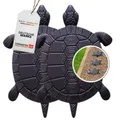 2 Stück Design Gehwegplatten Schildkröte - Deko Trittstein anthrazit -Terrassenplatte Gusseisen für Garten und Wege - Gartenplatten wetterfest und rutschfest, Trittplatten 32x23cm