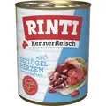 12 x 800g Finnern Rinti Pur Kennerfleisch Geflügelherzen Hundefutter nass