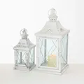 Laternen Set 2er Set Windlicht Metall Laterne 40cm weiß