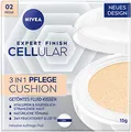 NIVEA Cellular Expert Finish 3in1 Pflege Cushion für mittlere Hauttöne (15 g), Make-up mit Hyaluron, Kollagen-Booster und LSF 15, feuchtigkeitsspendende Cushion Foundation
