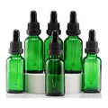 YIZHAO Pipettenflasche 30ml Grün, Apothekerflasche mit Pipette Glas, für Ätherisches Öl, Aromatherapie, Massage, Düfte, Labor, Kosmetik, Reisen – 6 Pcs