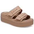 Crocs Brooklyn Low Wedge Pantolette, Plateau, Sommerschuh, Schlappen mit Schnallenverschluss braun 39 EU