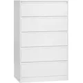 VASAGLE Kommode mit 5 Schubladen, Kommodenschrank, Schubladenschrank, Wäschekommode, für Schlafzimmer, 40 x 60 x 97,4 cm, Modern KAILYN Kollektion - Weiß