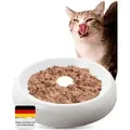 Lucky-Kitty Futternapf Napf für Katzen aus Keramik mit spezieller Innenfläche weiß, in zwei Größen: 18 oder 27cm ø, Fressnapf für große & kleine Katzenrassen, Spülmaschinen geeignet Ø 27 cm