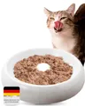 Lucky-Kitty Katzennapf Keramik XL I Spülmaschinenfester Futternapf für Katzen I Spezielle Innenfläche erleichtert das Fressen I Keramik Napf für Katzen, alle Rassen & Alter I Katzennapf weiß, ø 27cm