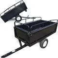 Wiltec Kippanhänger 200 x 78 x 94,5 cm bis 300 kg, Anhänger Kipper für Rasentraktor mit Gitter u. abnehmbaren Seitenwänden, Anhänger mit Kippfunktion