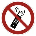 König Werbeanlagen Hinweisschild Eingeschaltete Mobiltelefone verboten, Symbolschild, ISO 7010