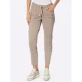 Bequeme Jeans HEINE, Damen, Gr. 44, Normalgrößen, beige (sesam), 72% Baumwolle, 26% Lyocell, 2% Elasthan, unifarben, 7/8-Länge, Jeans