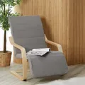 Homestyle4u Relaxsessel Cord dunkelgrau mit Fußstütze verstellbar Schaukelstuhl Fernsehsessel Holz - Grau
