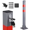 DEUBA® Parkpfosten Parkplatzsperre 3 Schlüssel Sperrpfosten klappbar Stahl Robust Standfuß Stabil Park Poller Set