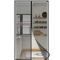 jarolift Easy Fliegengitter Tür Insektenschutztür Magnetvorhang für Türen, Ohne Bohren, Balkontür, Einfaches Durchgehen, Schwarz, 100 x 210 cm