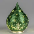 LED Dekoobjekt Tropfen FROSTY WINTERZEIT Hirsch grün H. 21cm Glas Formano Winter