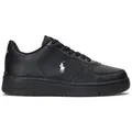 Polo Ralph Lauren für Herren. 809891791002 Masters Coury Leder Turnschuhe schwarz (41), Wohnung, Schnürsenkel, Lässig
