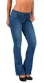 ESRA Bootcut Jeans Damen Hüftjeans Schlaghose Low Waist Wide Leg Weite Hose Bis Übergröße B500