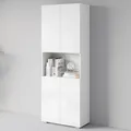 Aktenschrank HOME AFFAIRE "Vera, Mehrzweckschrank mit LED-Beleuchtung", weiß (weiß, weiß hochglanz), B:68cm H:181,9cm T:33cm
