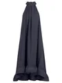APART Fashion Damen Babydoll Chiffon Kleid, hoher Halsausschnitt, asymmetrischer Saum, Geraffter Volant, fließendes Midikleid in A-Linie, ärmelloses voll gefüttertes Sommer Abendkleid