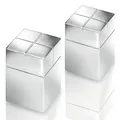 SIGEL BA707 ultra starke Neodym-Magnete silber, massives Alu, 2er-Set, 2x2x3 cm SuperDym, für Glas-Magnettafeln und Glas-Whiteboards