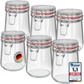 Wellgro Vorratsglas Einmachgläser mit Bügelverschluss rund, Fermentierglas, (6-tlg) 800 ml