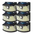 Aootek Solarlampen für Außen Wetterfest mit Bewegungsmelder - 120 Led Strahler, 270° Breiter Winkel, IP65 Wasserdicht- 6 Stück für Garten, Teichbeleuchtung, Schwarzer Rahmen, Kaltweiß