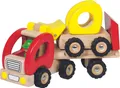 TIEFLADER mit Anhänger und Bagger Holz LKW Holzauto Gummireifen Lastwagen NEU