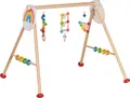 goki 65351 Baby-Fit Spielebogen Regenbogen I aus Holz, Greif- und Spieltrainer, 6 Fach höhenverstellbar, Bunte Kugeln und Ringe zur Anregung der Sinne, Made IN Germany, 70 x 58 x 54cm, ab Geburt