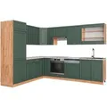 Vicco Fame-Line Eckküche Grün-Gold Landhaus/Goldkraft Eiche 227 x 287 cm AP Marmor ohne E-Geräte