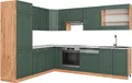 Eckküche Vicco Fame-Line Grün-Gold Landhaus/Goldkraft Eiche 227 x 60 cm , AP Marmor, Model 42612