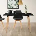 ML-Design Esstisch aus Holz, Rechteckiger Esszimmertisch mit Buchenholzbeine für 4-6 Personen, Skandinavisch Küchentisch - Schwarz