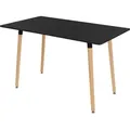Ml-design - Esstisch Schwarz Aus Holz, 120x70x74,5 Cm, Rechteckiger Esszimmertisch Für 4-6 Personen, Skandinavisch Küchentisch, Wohnzimmertisch Mit Buchenholzbeine, Schreibtisch Retro, Esszimmer Tisch