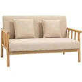 HOMCOM 2 Sitzer Sofa mit 2 Lendenkissen Holzrahmen Leinenoptik