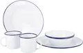 Bo-Camp Emaille Geschirr-Set, 6-teilig, weiß/blau