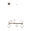 MAYTONI RING Pendelleuchte – 6-flammige Hängelampe höhenverstellbar (max. 25 W) – Moderne Deckenlampe für Wohnzimmer, Esszimmer, Küche – elegante Deckenbeleuchtung – weißes Glas, Messing