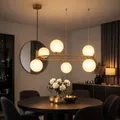 Hängelampe Hängeleuchte Pendelleuchte Pendellampe 6 Flammig Glas Metall messing