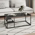 Couchtisch, Beistelltisch, Wohnzimmertisch, Tisch Couch | Mit Ablage und pulverbeschichtetem Metallrahmen | Pflegeleicht & robust | 102x52x42 cm (BxTxH) | Schwarz