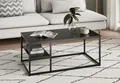 Home Collective Couchtisch Beistelltisch Wohnzimmertisch Tisch Couch Mit Ablage, Mit Metallrahmen, 102x52x42 cm (BxTxH), Schwarz