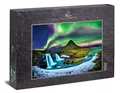 Ulmer Puzzleschmiede - Puzzle „Berg & Licht“ – Klassisches 1000 Teile Puzzle – Puzzlemotiv der Polarlichter über dem berühmten Kirkjufell-Berg - Landschaft unter Nordlichtern in Island