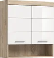 xonox.home Hängeschrank Sonoma Eiche Hell Weiß Hochglanz Melamin Modern 74x79x24 cm