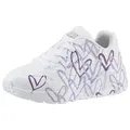 Skechers UNO LITE - SPREAD THE WORLD Sneaker, Schnürschuh mit süßem herzchen Print, Größenschablone zum Download lila|weiß 29 EU