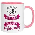 88 Geburtstag Frauen Geschenk Tasse | Ich bin nicht 88 – Ich bin 18 mit 70 Jahren Erfahrung | Lustige Geschenk Geburtstagstasse mit Spruch 88. Geburtstag | 88ter Geburtstag - Geburtstagsgeschenk Frau