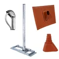 Premium X Deluxe X90-48 Dachsparrenhalter 90 cm Mast SAT Dach-Halterung Dach-Abdeckung Alu-Dachziegel rot Manschette Aluminium Mast-Kappe